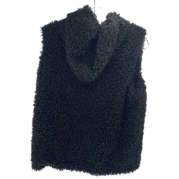 Montanaco Womens Hooded Vest Sherpa Pom Pom Drawcord Polyester Black Size Medium - Picture 7 of 8